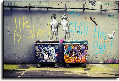 FINDEMO Banksy Street Graffiti Canvas Art Poster and Wall Art Picture Print Modern Family Bedroom Decor Posters 16x24inch(40x60cm)
