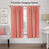 Blackout Energy Saving Thermal Insulated Tie Up Curtain for Small Window Home Fashion Window Treatment Solid Pattern Rod Pocket Panels for Kitchen, 2 Panels, Coral