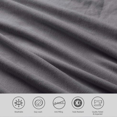 BROLEX King Fitted Sheet,1 Single Fitted Sheet Only,Ultra Soft Stretchy Jersey Knit,Wrinkle Free & Stay in Place,Fit Mattress Deep from 8" Up to 14",Grey