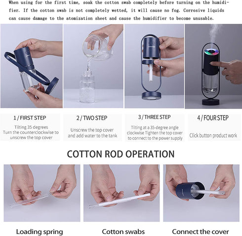 fuliying Cool mist humidifier-Portable mini humidifier with led lights,usb portable air humidifier ultra-quiet, Suitable for Babies, Kids, Indoor, Bedroom, Office, Car, Travel (White)