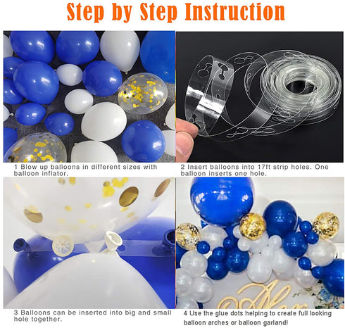 Oopat DIY Royal Blue Balloon Garland Kit for Royal Prince Baby Shower Wedding Graduation Boys First Birthday Party Centerpiece Backdrop Party Decoration