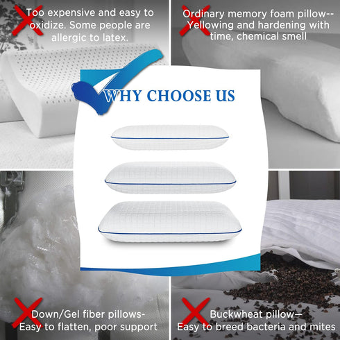 SEONSURO Memory Foam Gel Pillow for Sleeping Standard Size, Ventilated Cooling Bed Pillows with Washable Cover 1pack, Supportive Pillow for Stomach, Side and Back Sleepers, CertiPUR-US, White
