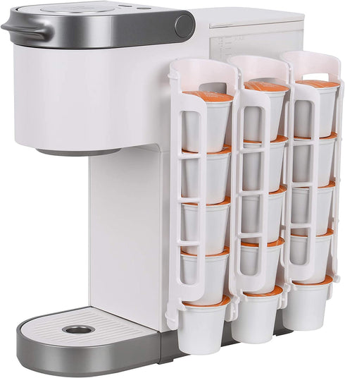 STORAGENIE K Cup Holder for Keurig K-cup,Coffee pod Storage, Side Mount | Wall Mount, Perfect for Small Counters (3 Pack| For 15 K-Cups, White)