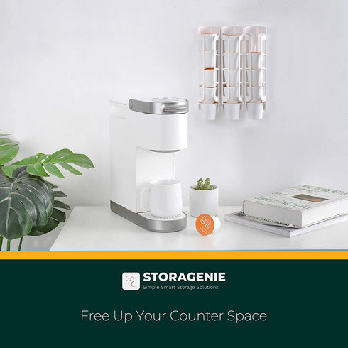 STORAGENIE K Cup Holder for Keurig K-cup,Coffee pod Storage, Side Mount | Wall Mount, Perfect for Small Counters (3 Pack| For 15 K-Cups, White)