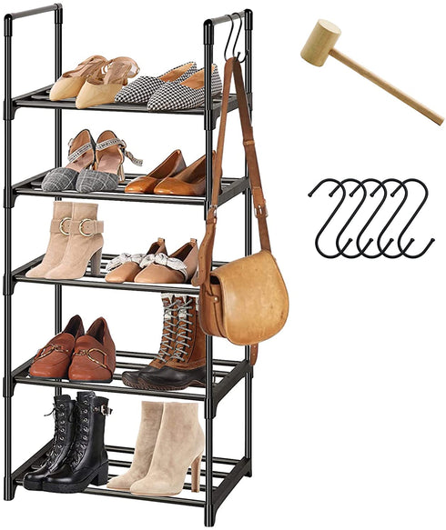 5 Tier Shoe Rack, Stackable Shoe Rack Organizer for 10 Pairs, Durable Space Saving Shoe Shelf, Sturdy Freestanding Shoe Shelf for Closet, Hallway, Entryway, Bedroom, Living Room (5 Tier)