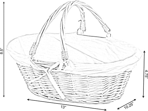 Oval Willow Basket with Double Drop Down Handles