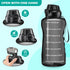 4AMinLA Motivational Gallon Water Bottle with Time Marker & Straw, Large Capacity Leakproof BPA Free Fitness Sports Water Jug (black)