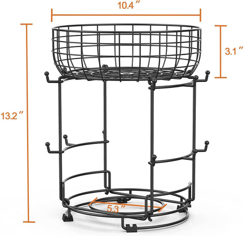 Auledio Mug Tree with Storage Basket,Coffee Mug Holder with 12 Mug Hooks,Multifunctional Coffee Cup Holder For Counter- Black