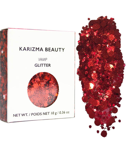 KARIZMA Holographic Vamp Glitter. 10g Chunky Face Glitter, Hair Glitter, Eye Glitter and Red Body Glitter for Women. Rave Glitter, Festival Accessories, Cosmetic Glitter Makeup. Loose Glitter Set