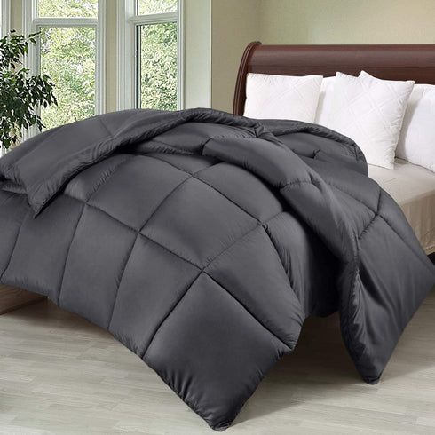 Utopia Bedding Comforter Duvet Insert - Quilted Comforter with Corner Tabs - Box Stitched Down Alternative Comforter (Twin, Grey)