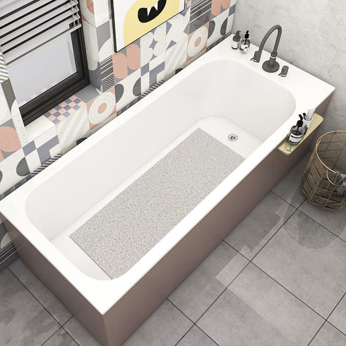 DESIHOM Soft Textured Loofah Non Slip Shower Mat, White Comfortable Quick Drying Bathtub Mat/Shower Stall Mat/Shower Floor Mat/Sink Mat 39x16 Inch