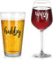 Wifey & Hubby Wine Glass and Beer Glass Set, Novelty Gift for Her Him Husband Wife Newlywed Couple, Perfect Glass Set for Bridal Shower Birthday Valentine™s Day Wedding Engagement Anniversary