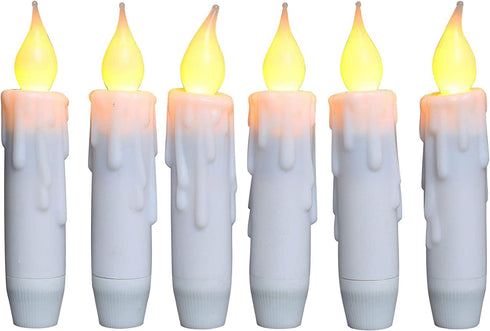 CVHOMEDECO. Set of 6 Flickering Warm White LED Resin Drip 4 Inch Taper Candle with Timer