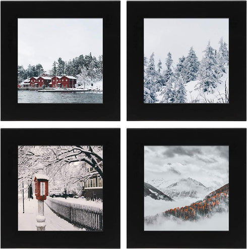 Golden State Art, Smartphone Instagram Frame Collection, Set of 4, 4x4-inch Square Photo Wood Frames, Black