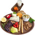 BEECORA Serving Tray Charcuterie Board -Round 15.5" Large Food Platter TV Trays for Party Host Entertaining Light Weight Server Pizza Holder Wood Fiber Kitchen Ottoman Decorative w/Bonus Plate