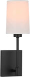XiNBEi Lighting Bedroom Wall Lamp, Modern 1 Light Black Wall Mounted Sconce Light with Fabric Shade for Bedside & Living Room XB-W1215-1-MB