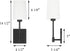 XiNBEi Lighting Bedroom Wall Lamp, Modern 1 Light Black Wall Mounted Sconce Light with Fabric Shade for Bedside & Living Room XB-W1215-1-MB
