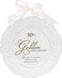 Malden International Designs Glazed Ceramic 50th Anniversary Plate With Gold Accents And Ribbon For Hanging, 9x9, White