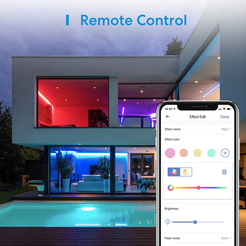 meross Smart LED Strip Light, 16.4ft RGB WiFi Strip, Compatible with Amazon Alexa & Google Assistant and SmartThings, App Control, Color Changing for Home, Bedroom, TV, Party