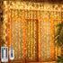 Ollny Curtain Lights LED Curtain Fairy Lights Outdoor, 6.6FT 8 Lighting Modes Window Wall Hanging String Lights Warm White with USB and Remote for Christmas Indoor Bedroom Wedding Party Easter Garden