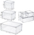 Set of 4 Fridge Storage Bins,Stackable Kitchen Pantry Cabinet, Freezer Food Organizer Box with Lid,Clear Plastic BPA Free Food Container for Kitchen Countertops, Refrigerator