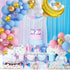 126Pcs Gender Reveal Party Supplies Pink and Blue Balloon Garland Arch Kit, Gold Foil Moon&Stars Confetti Pastel White Latex Balloons for Birthday Baby Shower Decorations Wedding Party Supplies