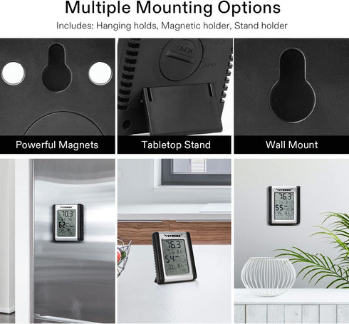 VIVOSUN 2 Pack Digital Indoor Hydrometer Grow Tent Thermometer Thermostat with Humidity Gauge, Temperature & Humidity Monitor Meter for Plants, Indoor, Home, Office; Button Battery Included