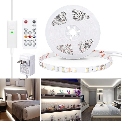 White LED Strip Lights, WOBANE Dimmable LED Light Strip Kit, 16.4ft Flexible Tape Lights for Bedroom,Kitchen,Under Cabinet,Bright 6500K Daylight, LED Mirror Lighting for Vanity Makeup Dressing Table