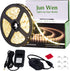JUNWEN Waterproof LED Strip Light Kit,Dimmable Warm White Rope Lights,16.4 FT/5M Tape Lights 300 Units SMD 2835 12V LED Ribbon with Power Supply for Home Kitchen Bar Clubs