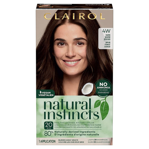 Clairol Natural Instincts Demi-Permanent Hair Dye, 4W Dark Warm Brown Hair Color, Pack of 1