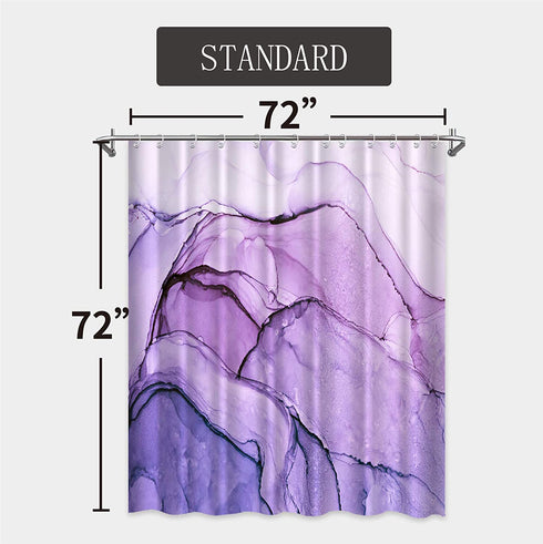 Abstract Purple Shower Curtain Ombre Purple Marble Lilac Luxury Art Modern Bathroom Shower Curtains Fabric Waterproof with Hooks, 72x72 inches