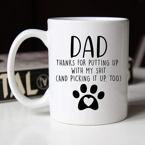 YouNique Designs Dog Dad Mug, 11 Ounces, White, Dog Dad Gifts