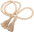 Garneck 58in Wood Bead Garland,Rustic Country Beads Wood Bead Tassel,Farmhouse Wall Hanging Prayer Beads Home Christmas Tree Decoration (1 Pack) (58inch) (1pack-58inch)