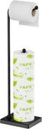 Toilet Paper Holder Stand, Veckle Free Standing Toilet Paper Holder for Bathroom, Weighted Base Toilet Paper Stand Black, Toilet Paper Roll Holder Stand with Reserve