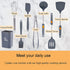 EooCoo Silicone Cooking Utensils Set with Holder, 8Pcs Kitchen Must Haves Stainless Steel Handle Cooking Tools, Kitchen Cookware 446°F Heat-Resistant for Nonstick Cookware Set, Gray