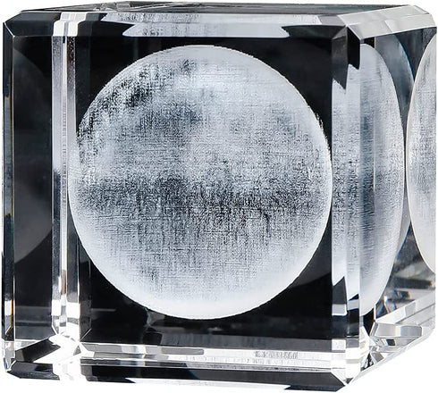 3D Dandelion Paperweight(Laser Etched) in Crystal Glass Cube Birthday (2.4x2.4x2.4) (Moon)