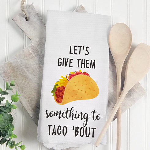 Funny Kitchen Towels, Absorbent Dish Towels with Sayings Set of 4, Waffle Kitchen Hand Towels Kit, Decorative Tea Towels, Fun Hostess Kitchen Decor, Novelty Gift for Housewarming Wedding Birthday