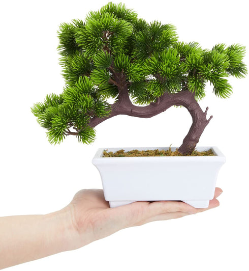 Artificial Bonsai Tree , Fake Plant Decoration, Potted Artificial House Plants, Japanese Pine for Desktop, Zen Garden, Home Decor (10 x 9.4 in)