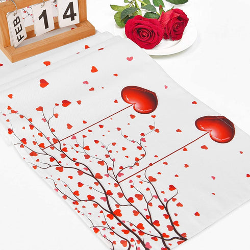 Alishomtll Valentine's Day Table Runner Love Heart Table Runners, Red Heart Waterproof Table Runners for Valentine's Day, Party, Gift, Decor, 14 x 108 inches