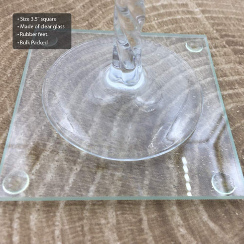 FASHIONCRAFT Perfectly Plain Collection Glass Coasters Square Coasters, Party Favors (Set of 20)