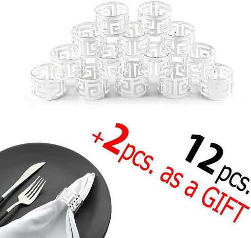 Napkin Rings set of 14 - Farmhouse Napkin Holder Rings for Dinning Table Parties Family Gather - Holiday Napkin Rings Wedding Reception Christmas Thanksgiving - Metal Napkin Rings for Cloth Napkins