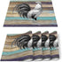WARM TOUR Table Placemats Set of 4, Farm Cock Rooster on Retro Wood Grain Heat Resistant Place Mats Washable Cotton Linen Table Mats for Dining Kitchen, Easy to Clean, America Retro Country Theme