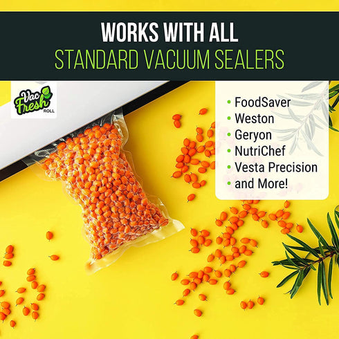 Vac Fresh Food Vacuum Sealer Rolls (2, 11" x 50')3.5mil Embossed Food Storage Bags, Vacuum Seal Bags for Meal Prep, Sous Vide Bags for Cooking (100 Feet)