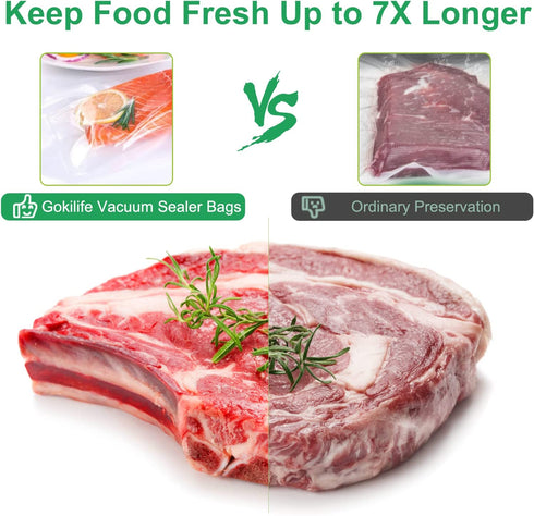Gokilife Vacuum Sealer Bags 100 Pint 8" x 10" for Food Saver, Seal a Meal, BPA Free, Heavy Duty Commercial Grade, Sous Vide Vaccume Meal Safe, Universal Pre-Cut Bag Design