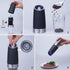 Electric Gravity Pepper Grinder or Salt Mill with Adjustable Coarseness Automatic Pepper Mill Grinder Battery Powered with Blue LED Light,One Hand Opetated Brushed Stainless Steel by CHEW FUN
