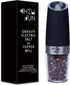 Electric Gravity Pepper Grinder or Salt Mill with Adjustable Coarseness Automatic Pepper Mill Grinder Battery Powered with Blue LED Light,One Hand Opetated Brushed Stainless Steel by CHEW FUN