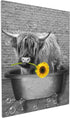 NIALLIAZ Cow Sunflower Canvas Wall Art Funny Animal And Bathing In The Bathtub Decor Black White Pictures Giclee Print Modern Artwork Paintings For Living Room Bedroom Bathroom, 12 X 16 inch