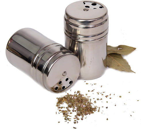 Portable Stainless Steel Spice Shaker Seasoning Dispenser - 6 Pc Set with Rotating Lids and Travel Bag| Spice Jars - Salt and Pepper Shakers - Dry Herb Spice Condiment Dispenser |Camping|Hiking|BBQ