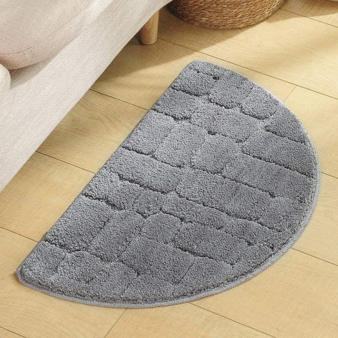 w5bhj88 Half Moon Entrance Door Mat, Semi Circle Non-Slip Bath Mat, Super Absorbent Microfiber Shaggy Pile Rug Soft Touch Carpet Shower Rug for Home Bathroom Bedroom(40x68CM,Grey)