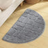 w5bhj88 Half Moon Entrance Door Mat, Semi Circle Non-Slip Bath Mat, Super Absorbent Microfiber Shaggy Pile Rug Soft Touch Carpet Shower Rug for Home Bathroom Bedroom(40x68CM,Grey)